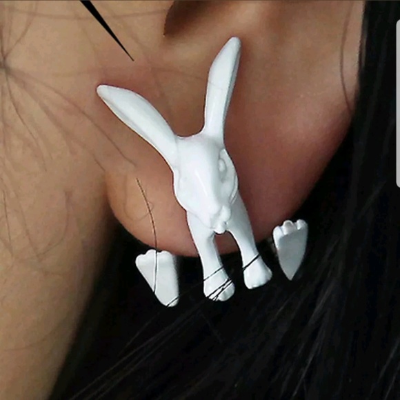 Jewelry - Bunny Rabbit White Stud Earrings Easter NEW Cute